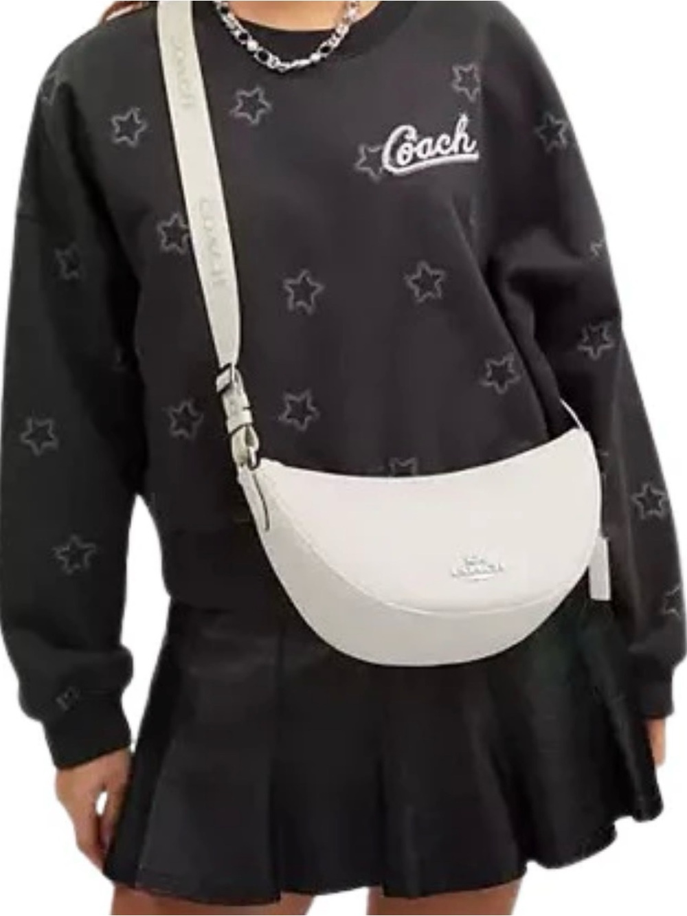 🤎 Coach Pace Chalk White Crescent Hobo Crossbody/ Shoulder Bag - Picture 13 of 16